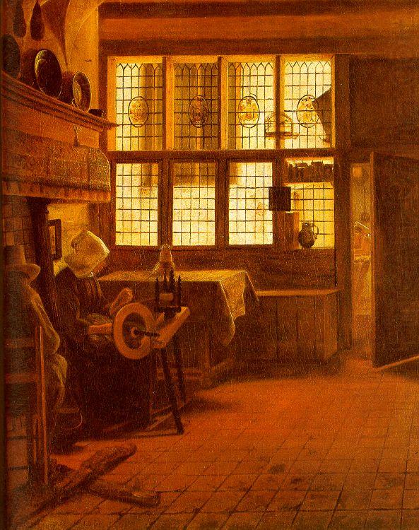 BOURSSE, Esaias Interior with a Woman at a Spinning Wheel fdgd china oil painting image